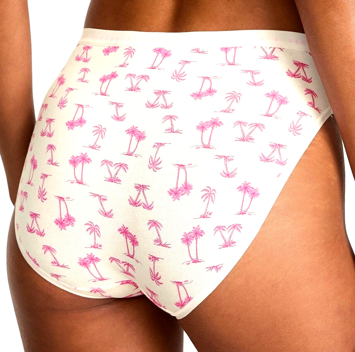 S M L XL XXL Pink Palm Tree Cotton Victorias Secret HighLeg Waist Brief Pantie
