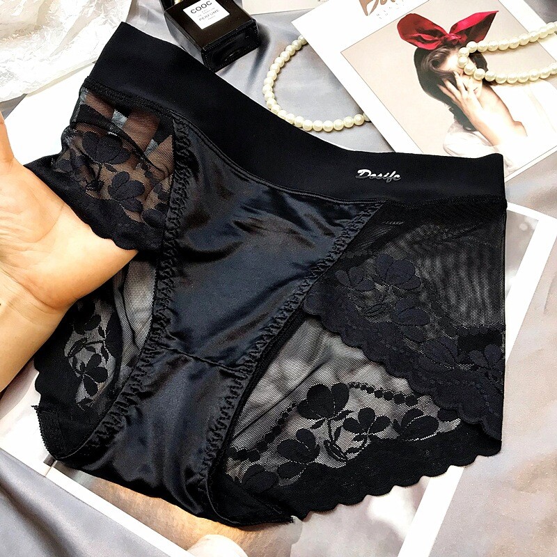 1/6 Pack Lot Women Sexy Sheer Satin Panties Brief High Waist Underwear Lingeries