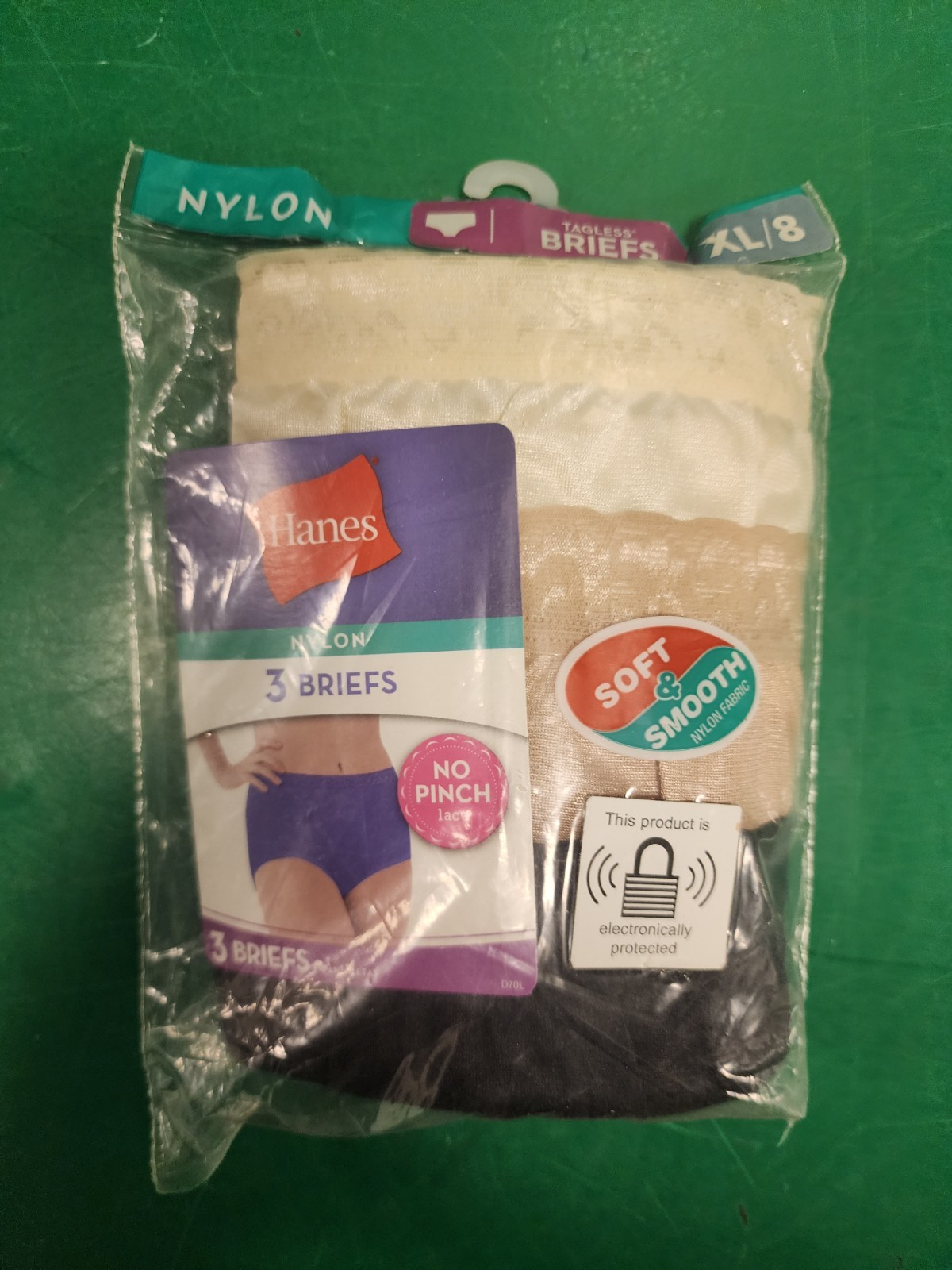 Hanes Nylon Tagless Brief Panties Solid Multicolor Women’s XL/8 3-Pack