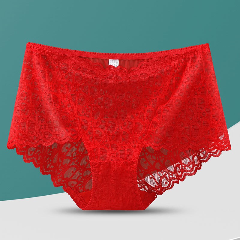 4Pcs Women High Waist Knickers Briefs Lace Sexy Seamless Underwear Panties Large