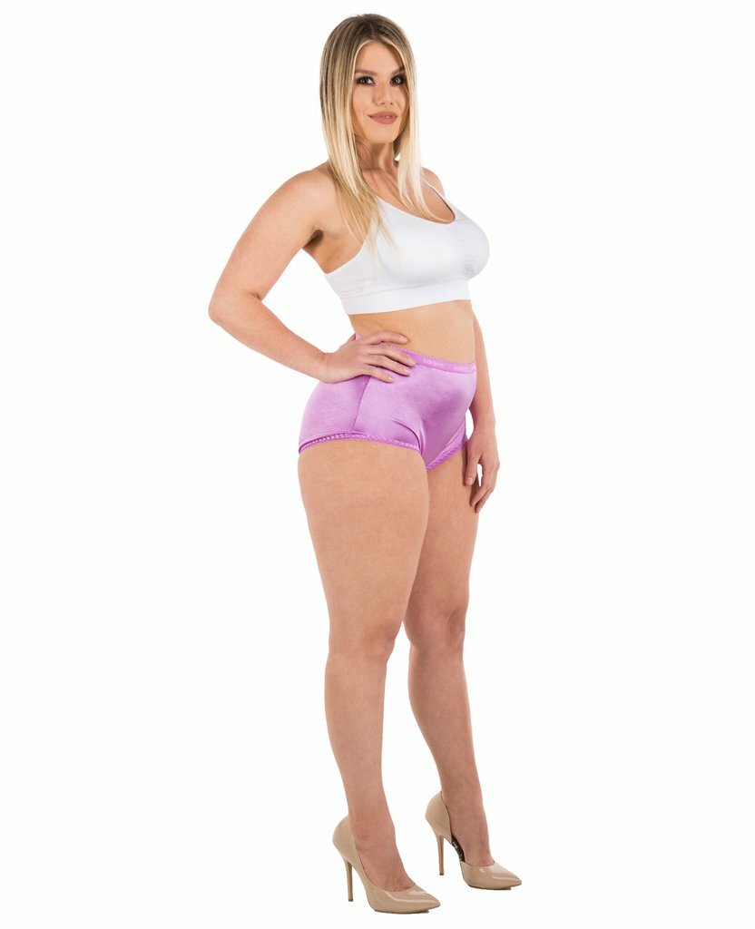 4 Packs PLUS Women High Waist Full Coverage Shiny Smooth Silky Satin Brief Panty