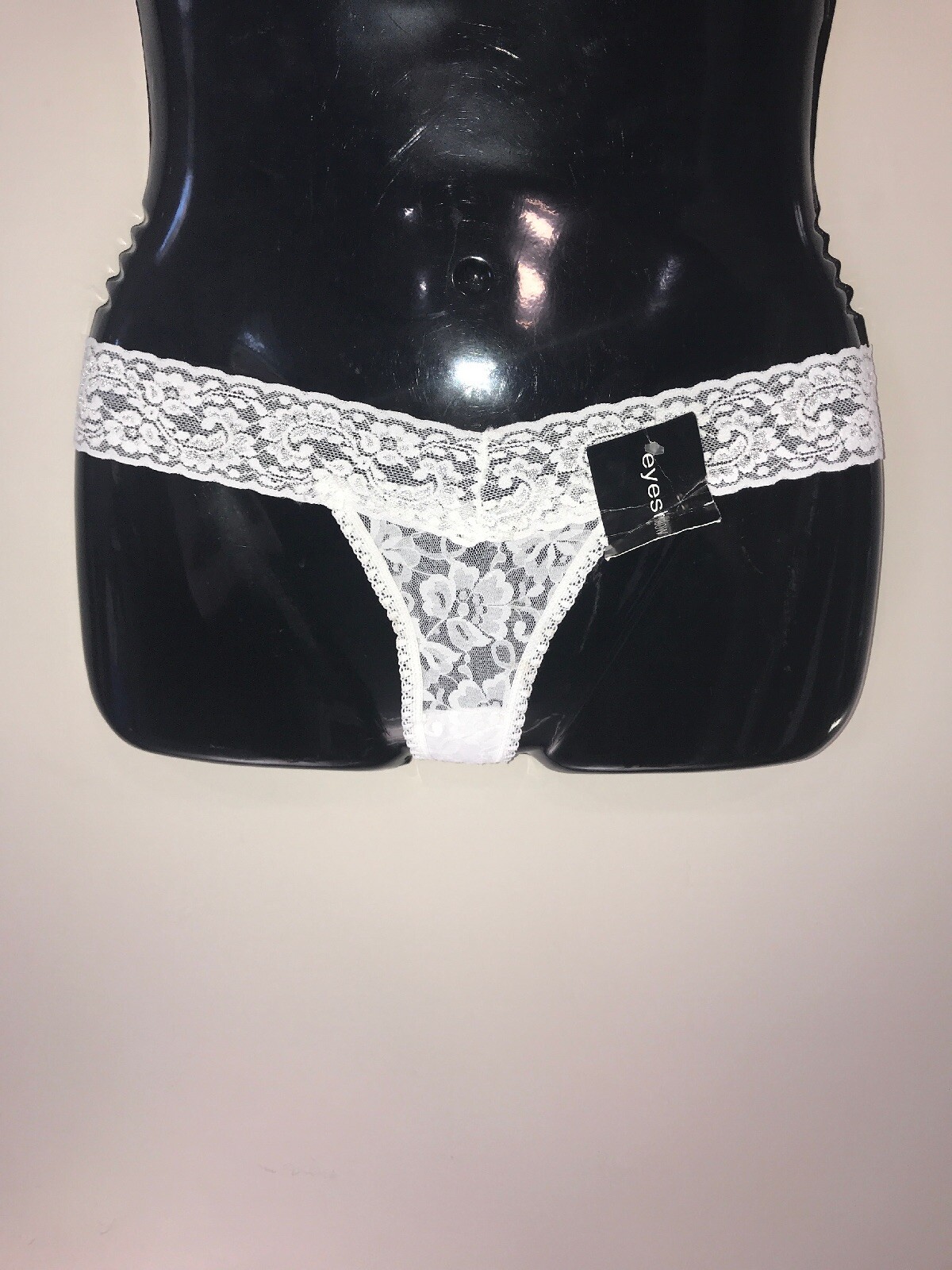 Smart & Sexy Bridal White Stretch Lace Low Rise Thong Panty Size Small