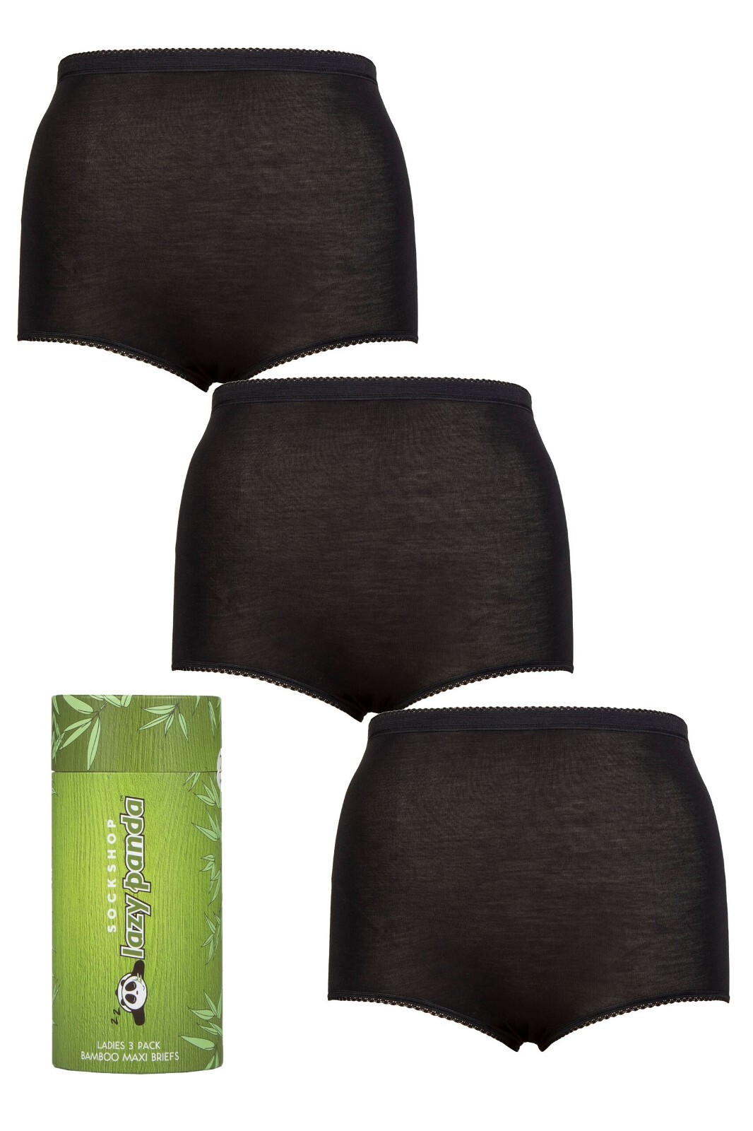 Womens Maxi Briefs Bamboo Plus Size Curve 3 Pack 20,22,24,26,28,30,32 Lazy Panda