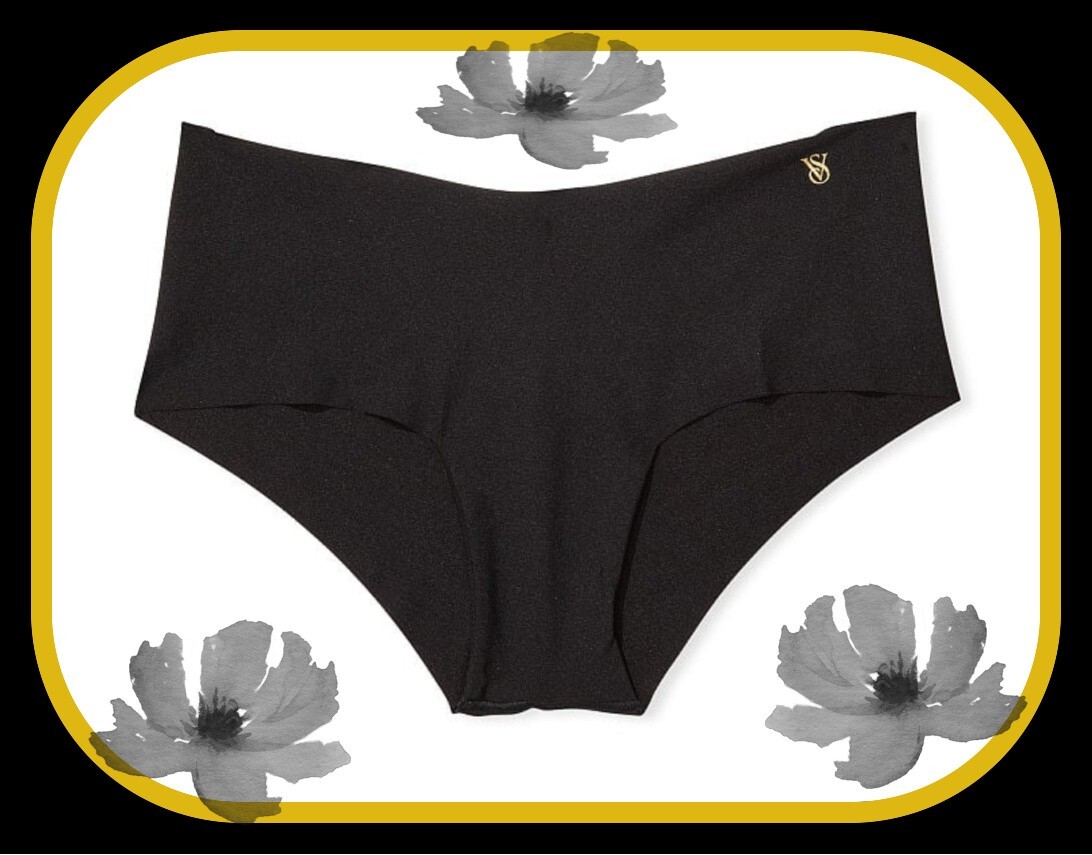 M NOIR Dark Black Gold VS LOGO NO SHOW Smooth Victorias Secret Hiphugger Panty