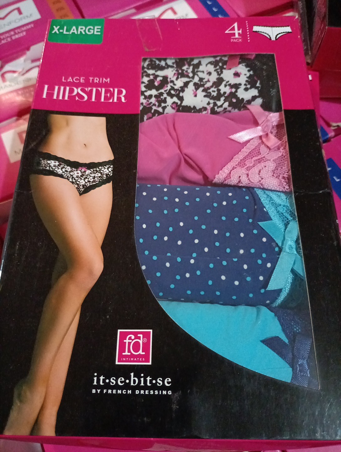 4-pack of “it-se-bit-se by French Dressing” lace trim hipster underwear XL BNWT