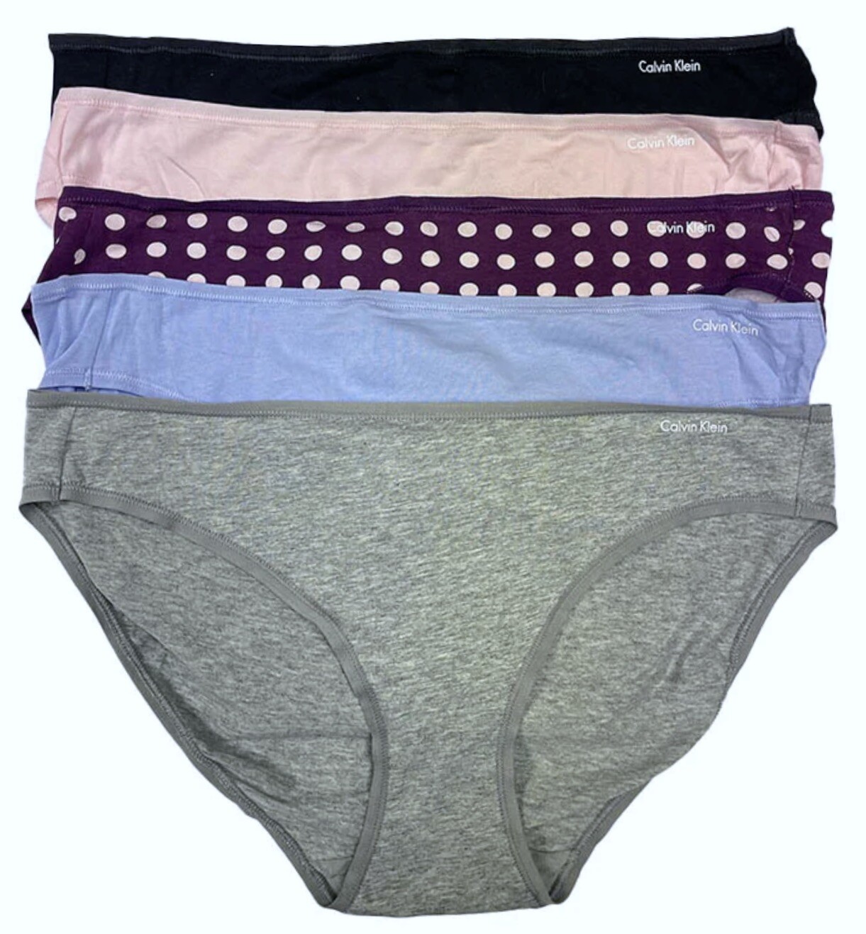 CALVIN KLEIN 5 Pk Form Cotton Black Blue Grey Pink Bikini Panty Womens XS 4 XL 8