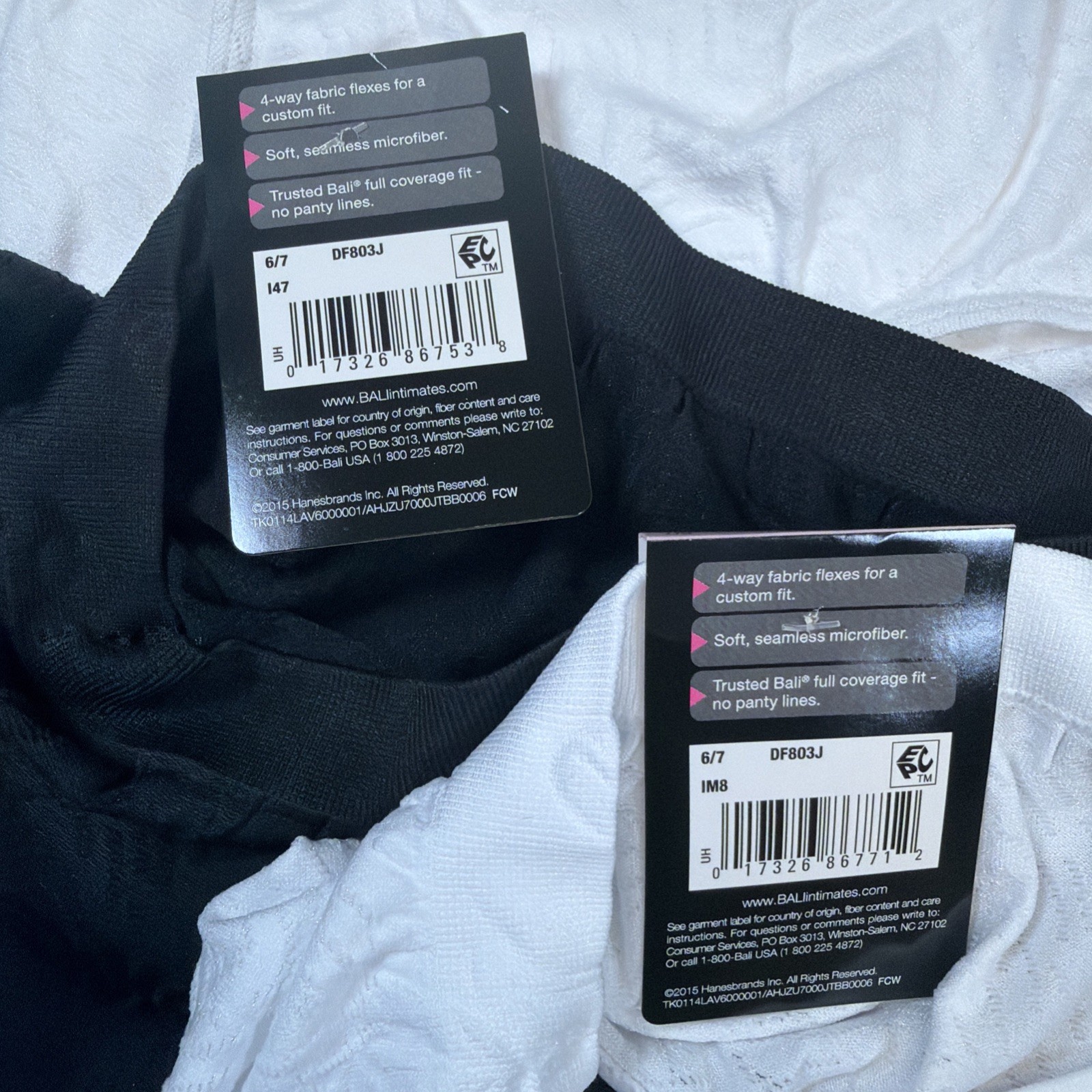 Bali Comfort Revolution Brief Panty Seamless 6/7 Black White 803J 3 PACK NEW M/L
