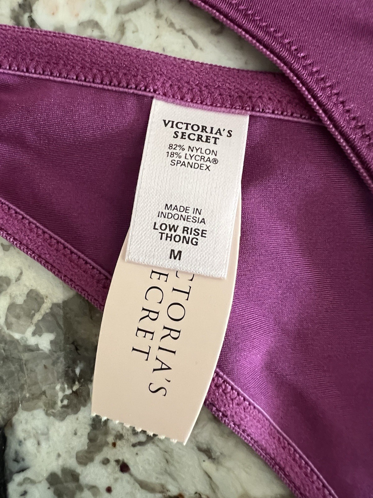 True Vintage Victoria’s Secret Satin Keyhole Low Rise Thong Panties Purple MED