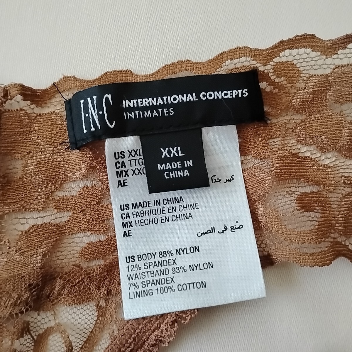 NWT INC Thong Brown Floral Lace SIZE 2XL