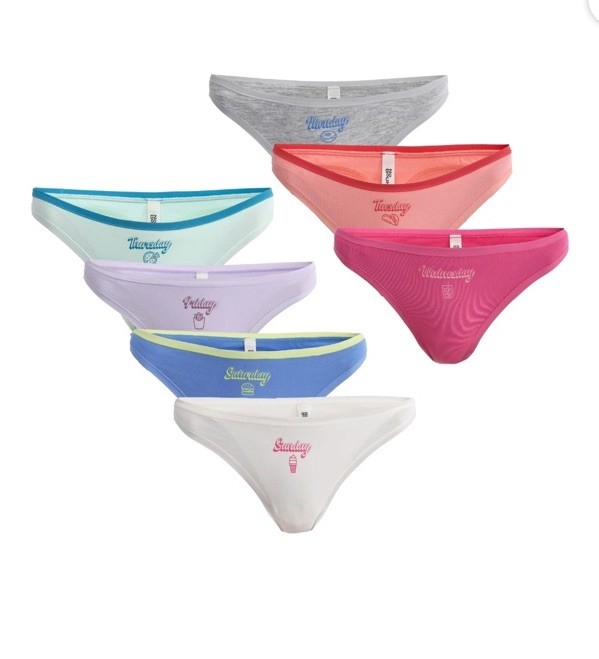 No Boundaries Women’s 7 Pack Days of the Week Mid Rise Thongs Size XXXL (22)