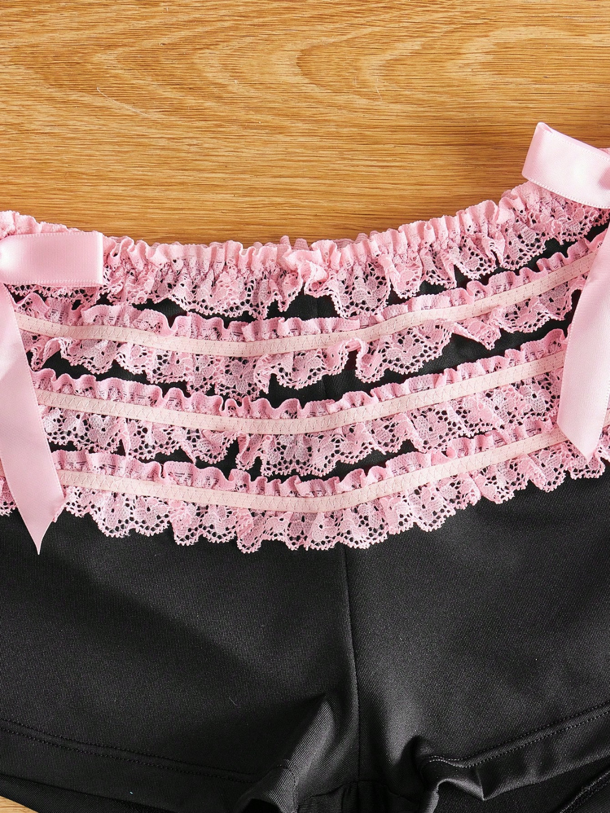Women’s Black Soft Pink Frilly Cute Underwear Loungewear Shorts Boyshort Panty