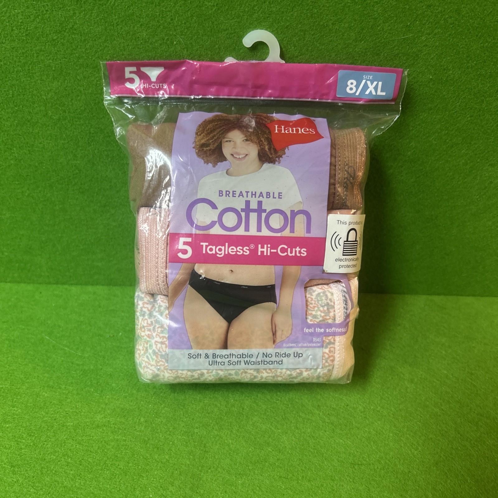 Hanes Cool Comfort Cotton Womens Hi-Cut Panties 5 pack Multi Colored Size 8 XL