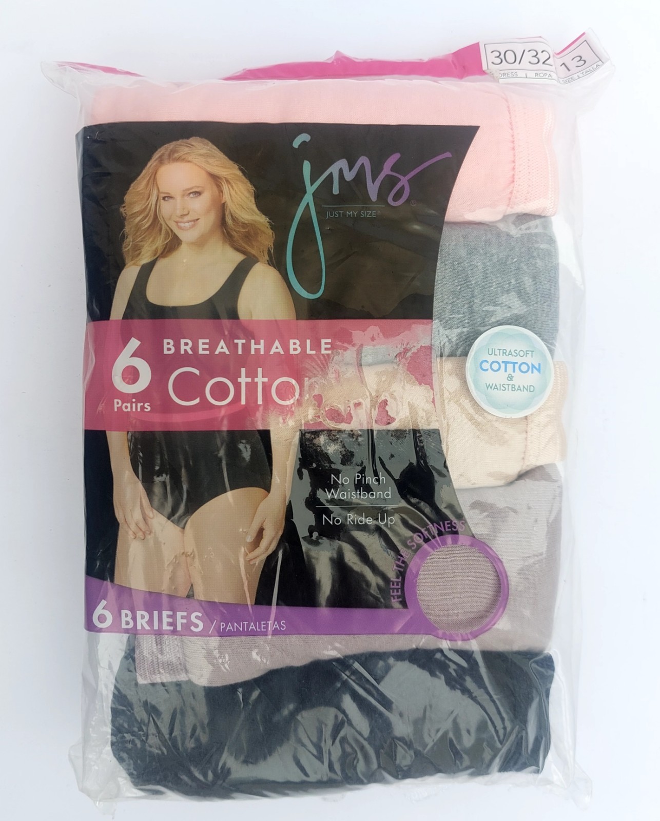 New Vintage Just My Size Women’s 6 Pack Cotton Briefs Size 13