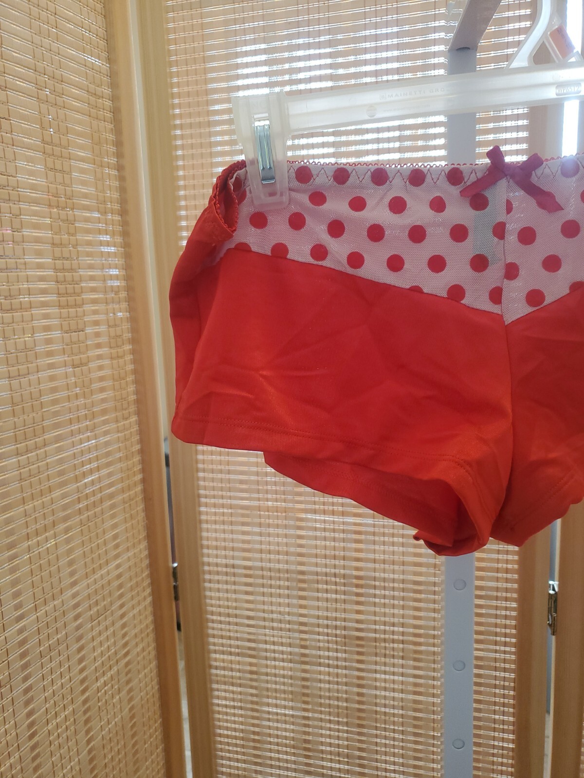 Black Fuchsia by Secret Lace Panty Womens Plus Size 1X Stretch Red Bow Polka Dot