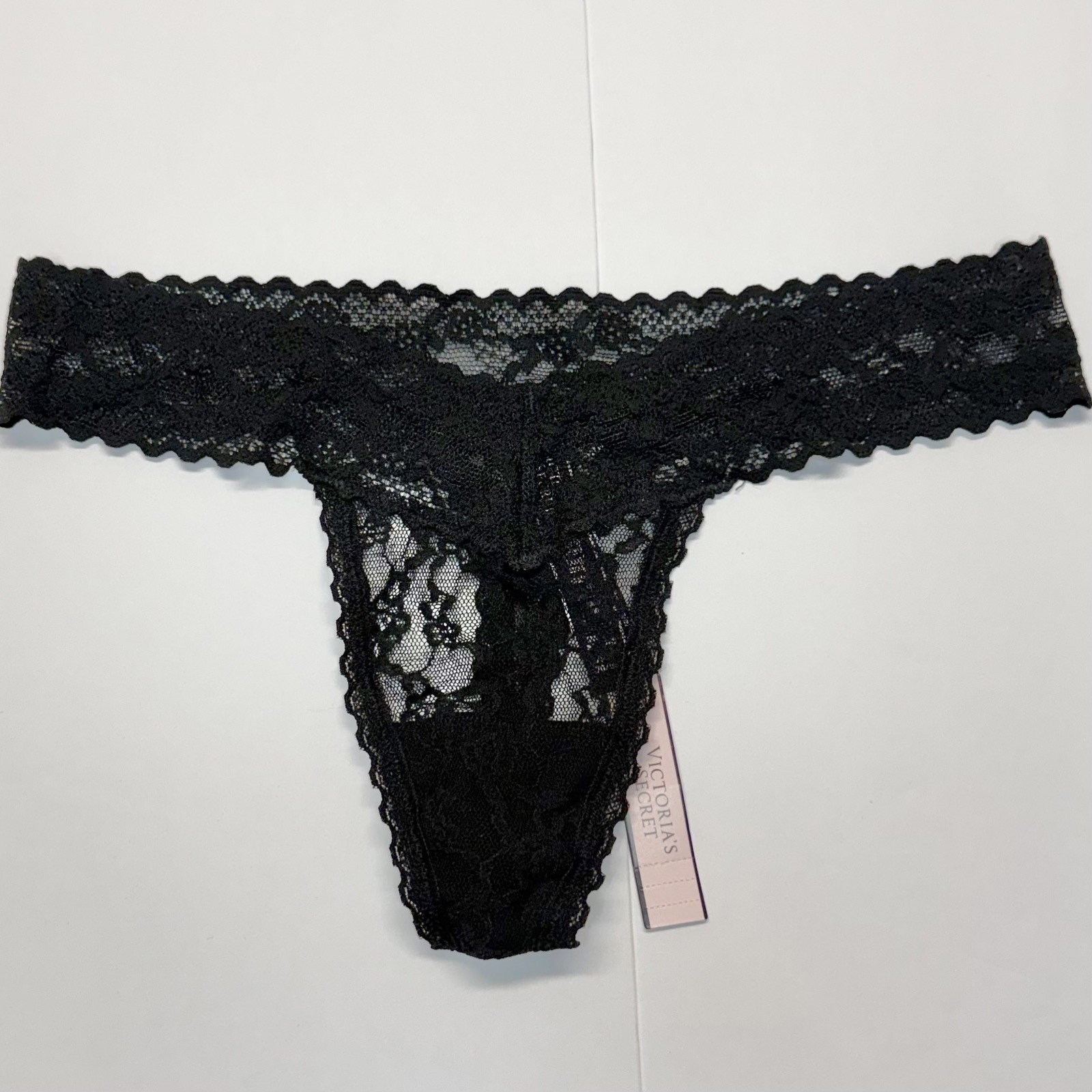 2017 VTG Victoria’s Secret Body by Victoria Black Lace Thong Panties Size Small