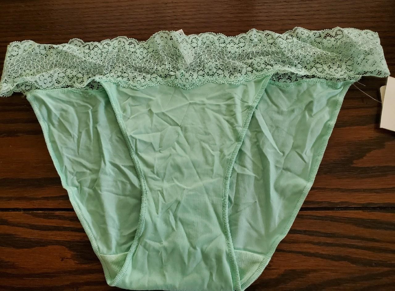 NWT LE MYSTERE PERFECT PAIR MICROFIBER w LACE BIKINI PANTIES 2361 JADEITE L