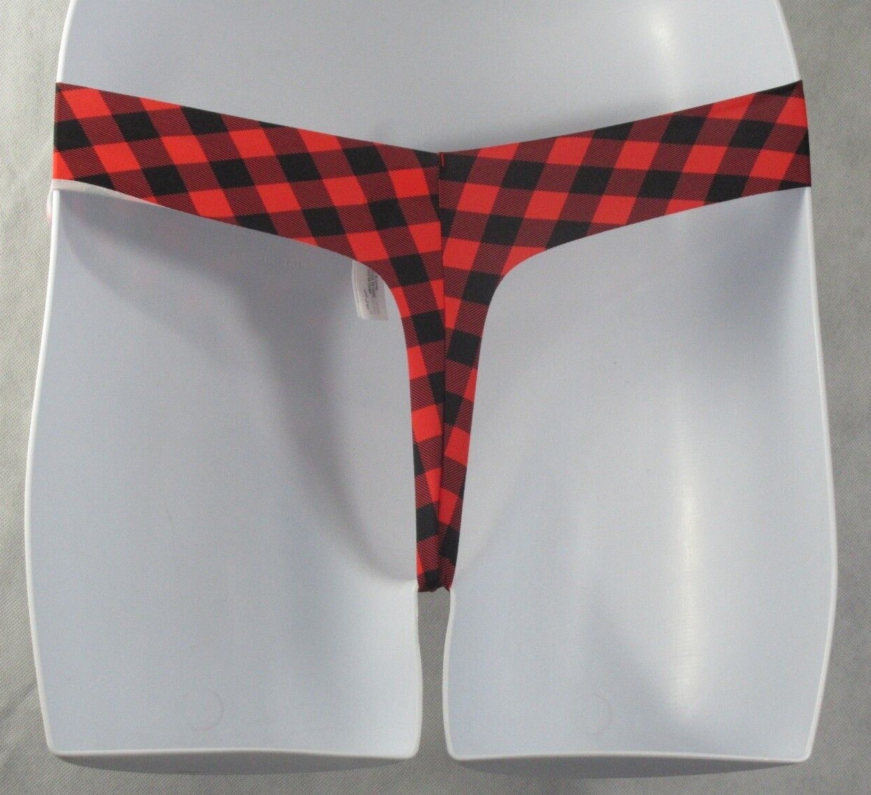 Jenni Women’s No-Show Thong Panty Underwear, Buffalo Plaid Red/Black