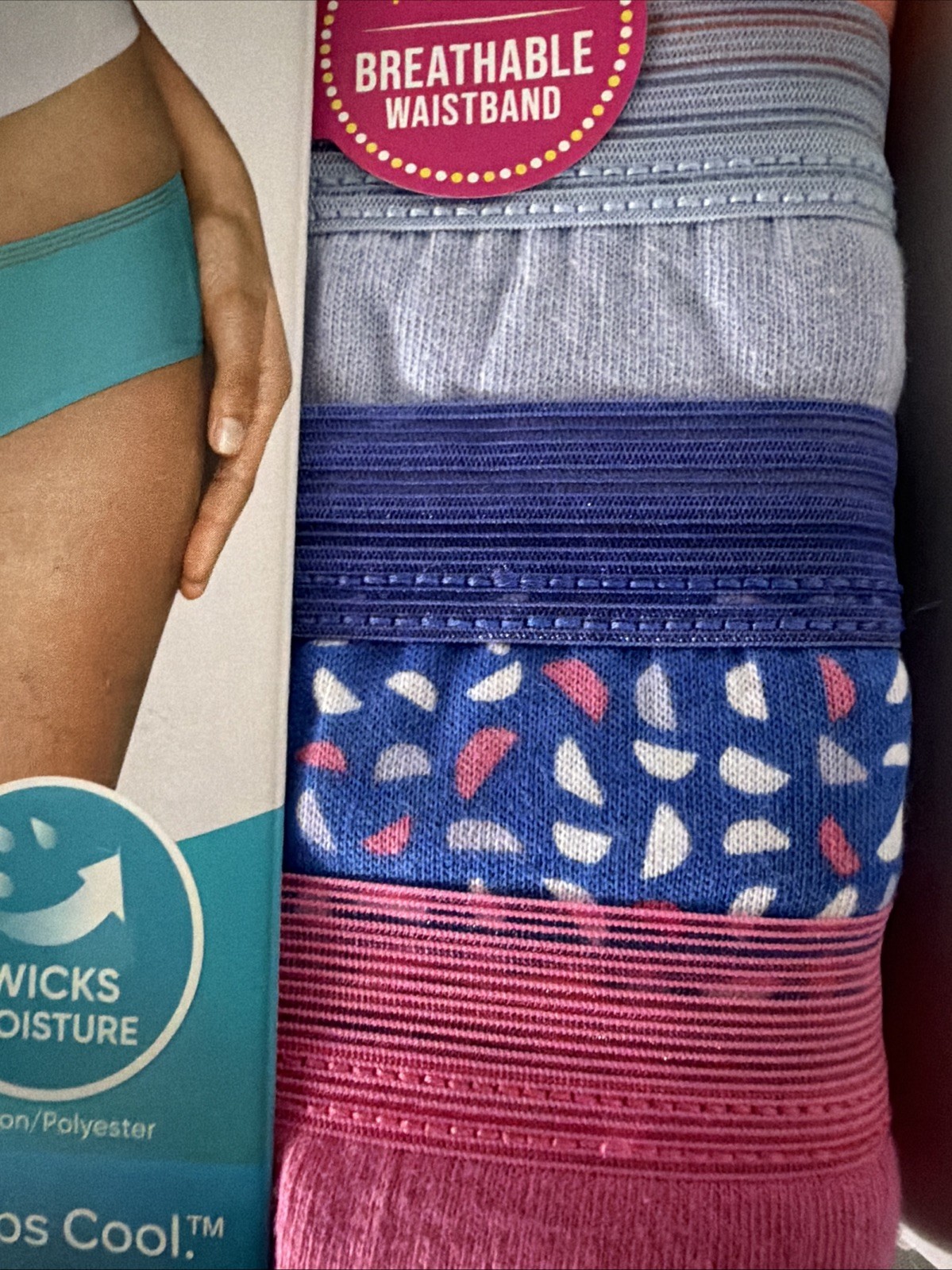HANES 6-pack Size 5 / S Multi Colors X-Temp 100% Cotton Women Hipsters Brief