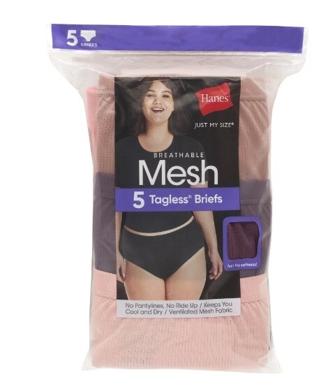 Hanes Just My Size Women’s Breathable Mesh Brief Underwear, 5-Pack (Plus Size)
