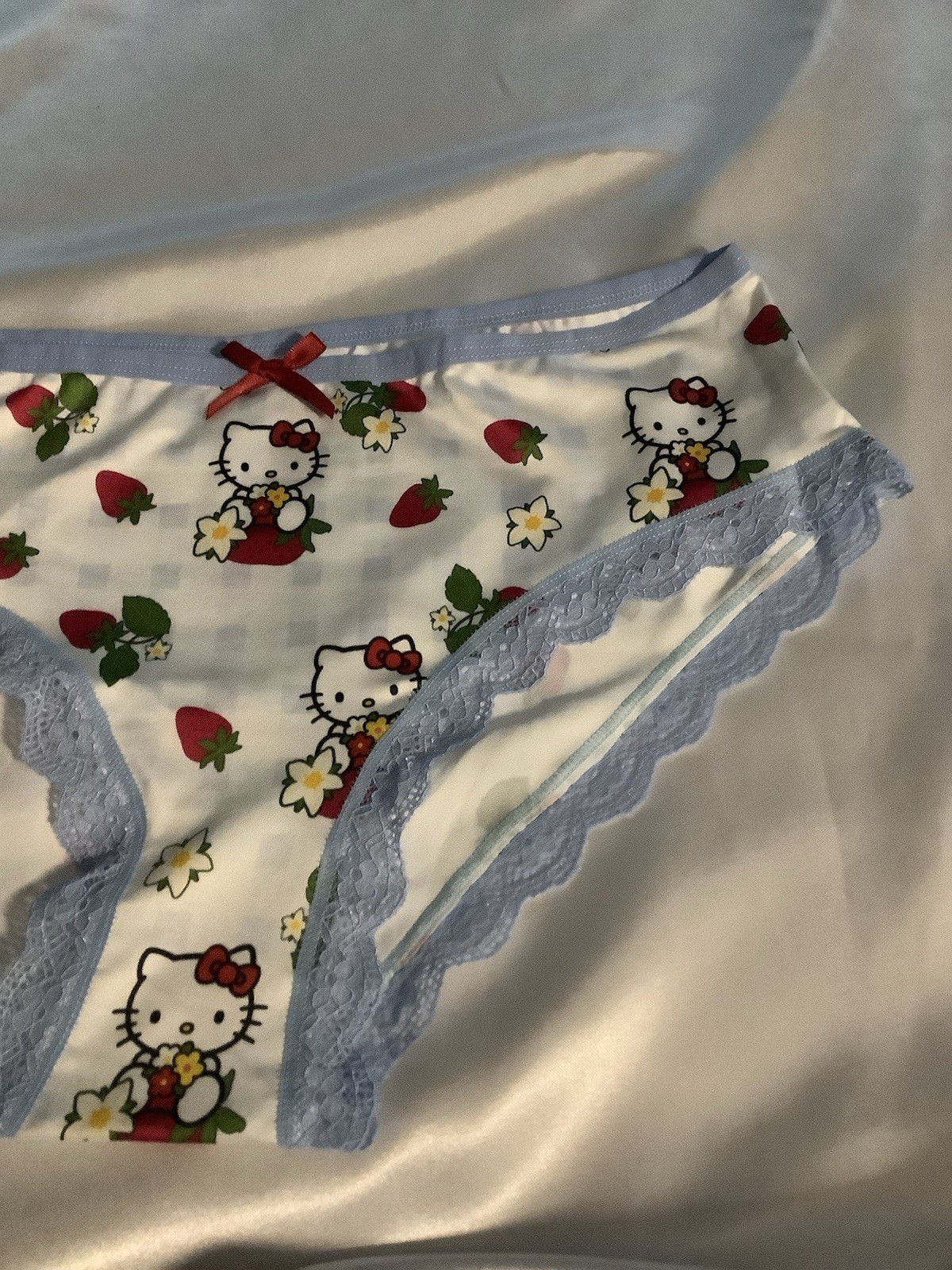 Women’s Teen Hello Kitty Brief Panties Cartoon Lace Kawai Pink Purple Blue 3pk L
