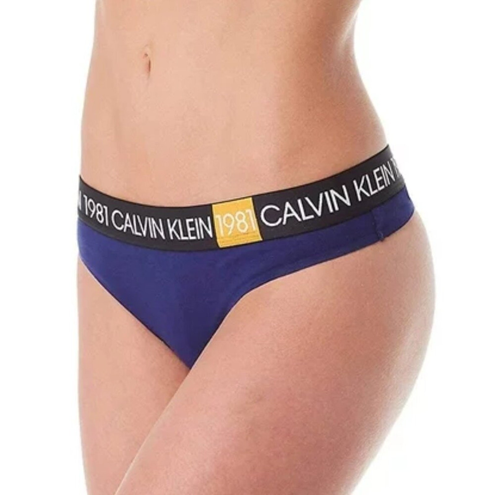 Calvin Klein Women’s Plus Size 1981 Bold Cotton Thong QF5653 Blue Size 2X