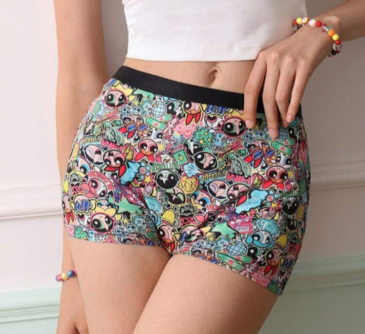 THE POWERPUFF GIRLS X SHEIN Women’s Cartoon Print Boyshort Shortie Panty XL