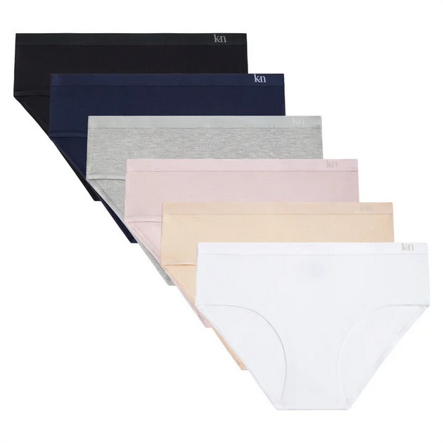 Karen Neuburger Womens 6 Pack Large Modal Hipster Panties – Black Pink Gray Blue