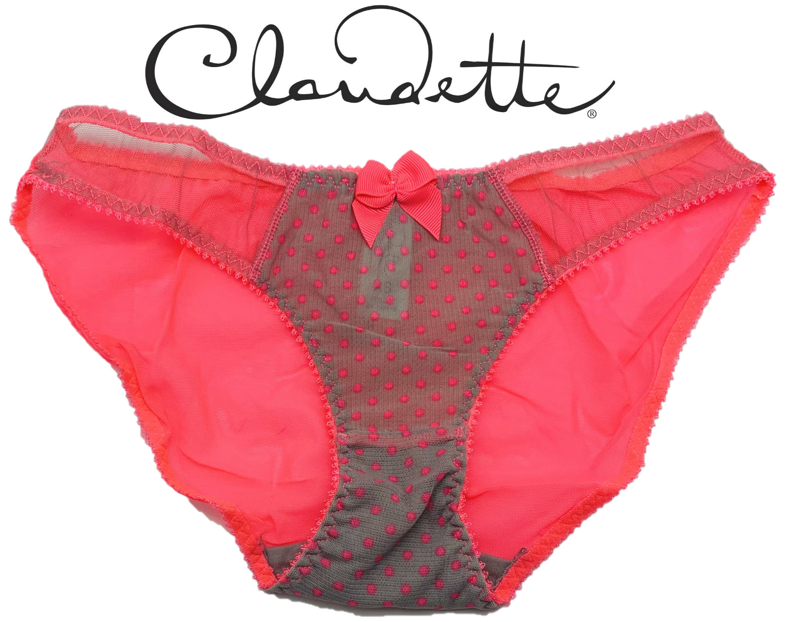 Claudette Dessous Women’s Intimates Bikini Underwear Panty Hot Coral Polka Dot S