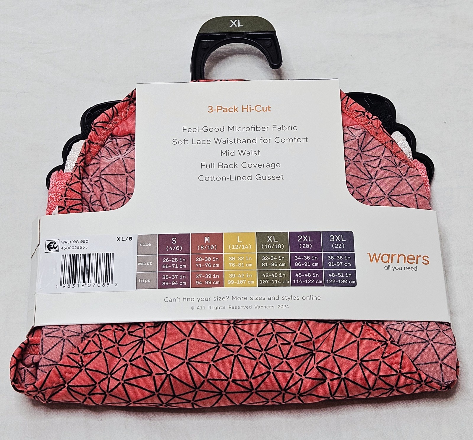 Warners Blissful Benefits Hi-Cut Microfiber w/ Lace 3 Pack Choose M XL XXL XXXL