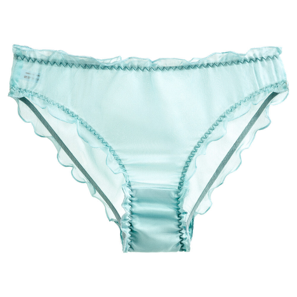 Lady Mulberry Silk Panties Translucent Chiffon Sexy Briefs Ruffled Underwear