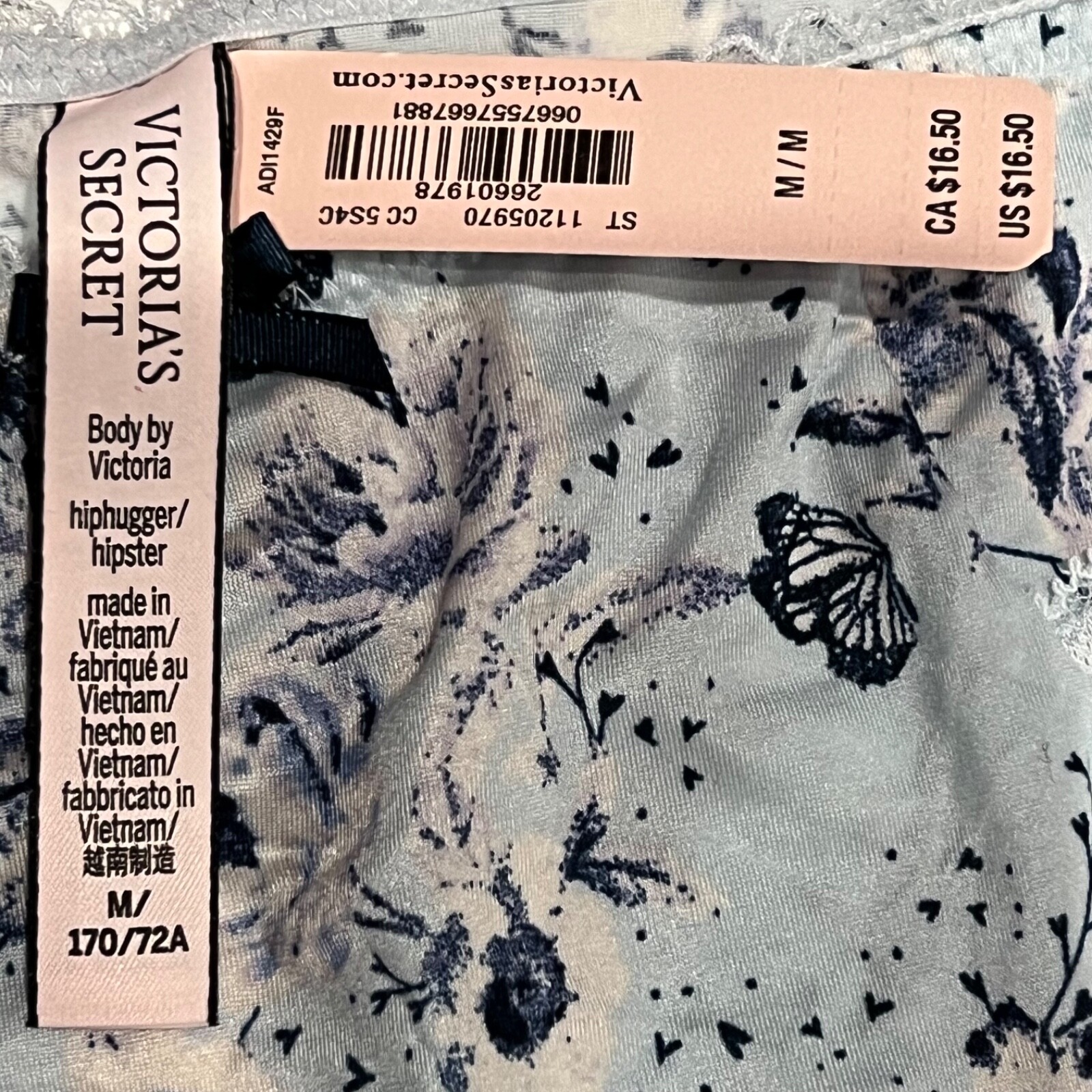 NWT VICTORIA’S SECRET Body By HIphugger Hipster Sz S-M-L-XL Blue Silky Butterfly