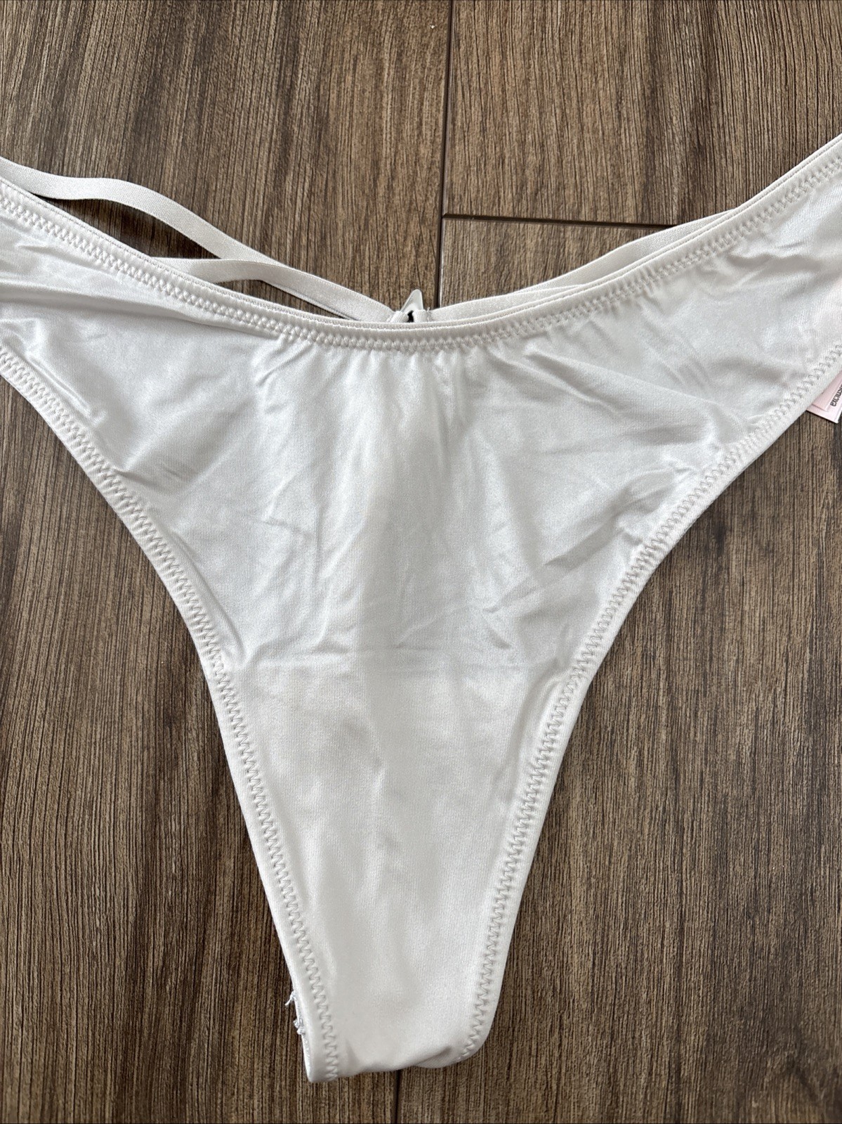 Victoria’s Secret Panties Thong Panty Strappy Star Starstruck Gray Satin Medium