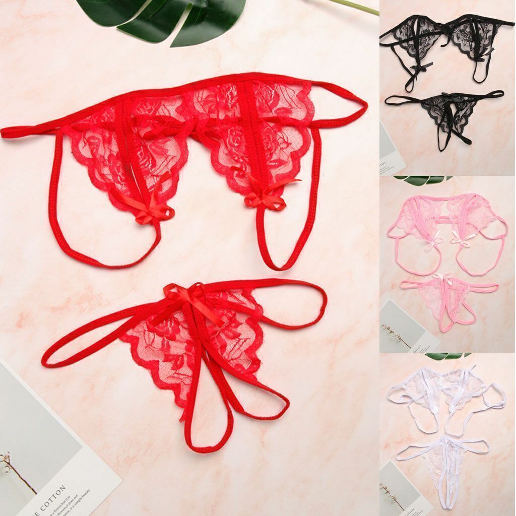 2pc Women Sexy Lingerie Lace Bra G-string Underwear Babydoll Sleepwear Nightwear