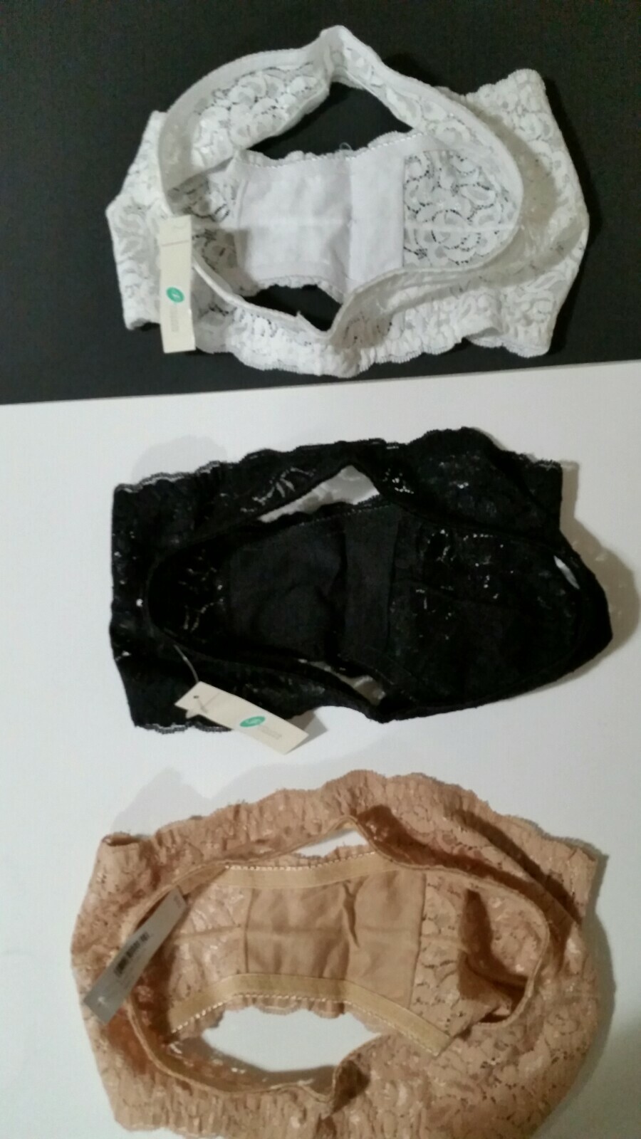 NWT Femina Lingerie Lot of 3 Lace High-Leg Panties L Black White Beige New!