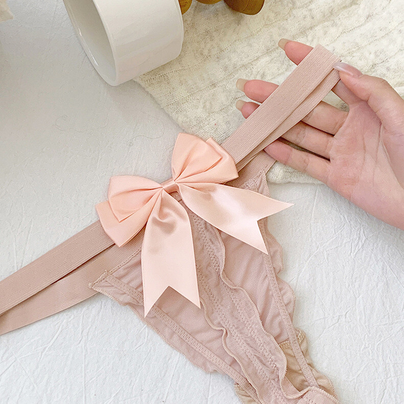 4 Pack Lot Sexy Womens Sheer Panties Thongs G string Cute Bow Underwear Lingerie