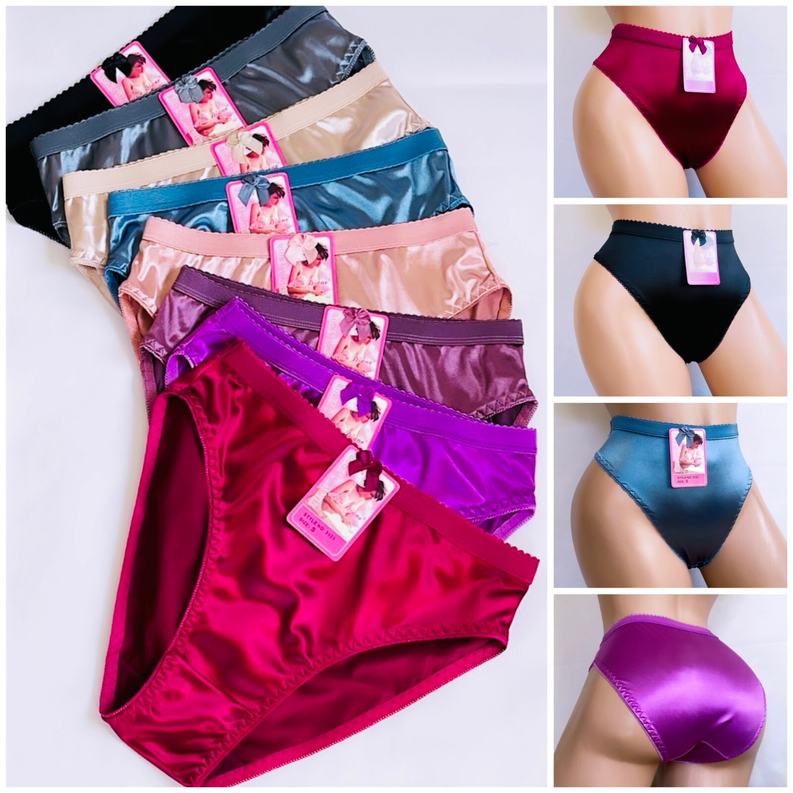 Women’s Briefs 3/6/12 Bikini High cut Panties Undies Satin Silky Cool Lot 3121