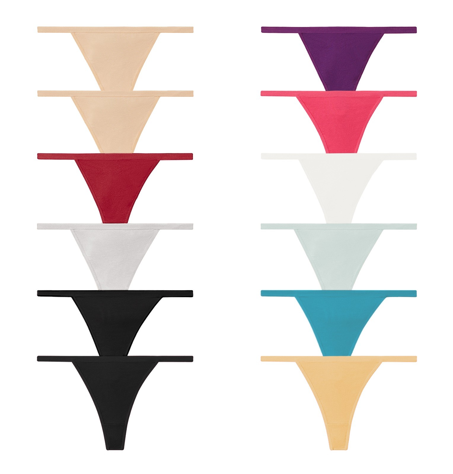 12 Pack Women Basic String Cotton Thongs underwear Sexy Panties Lot Colorful M