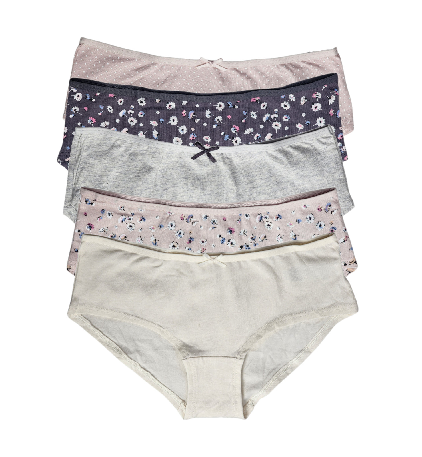 M&S 5pk Cotton Lycra® Daisy Print Low Rise Shorts Womens Underwear Uk Size 6
