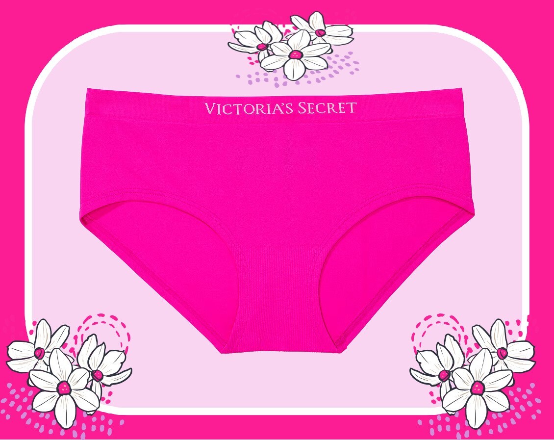XL Brt HOT Fuchsia Pink Seamless LOGO Victorias Secret Hipster Hiphugger Panty