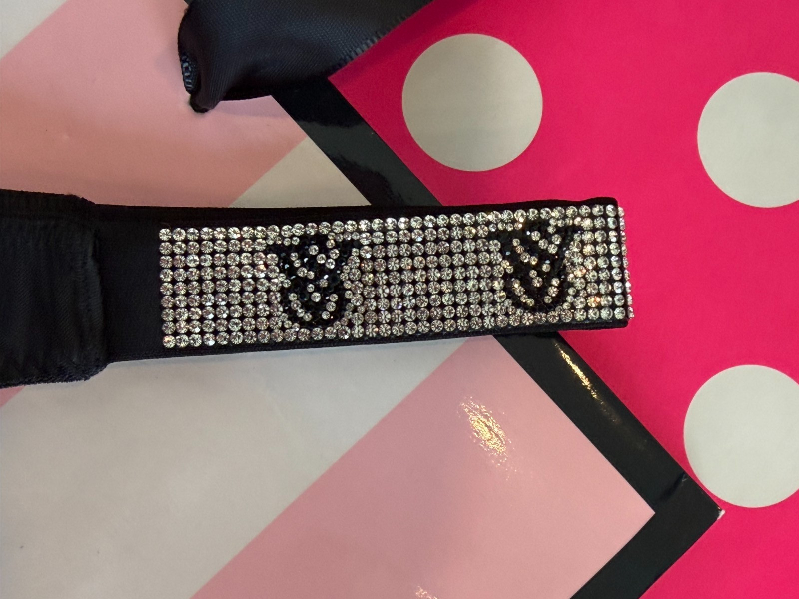 NWT Victoria’s Secret Very Sexy Bling Black Brazilian Shine Strap Panty XS