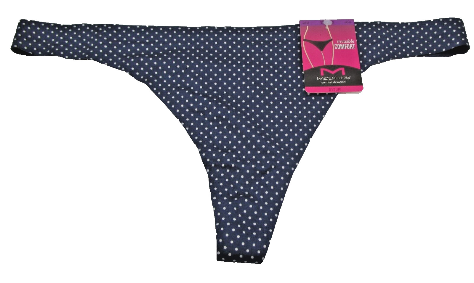 MAIDENFORM~2XL 9~40149~Navy Blue Polka Dot Comfort Devotion Thong
