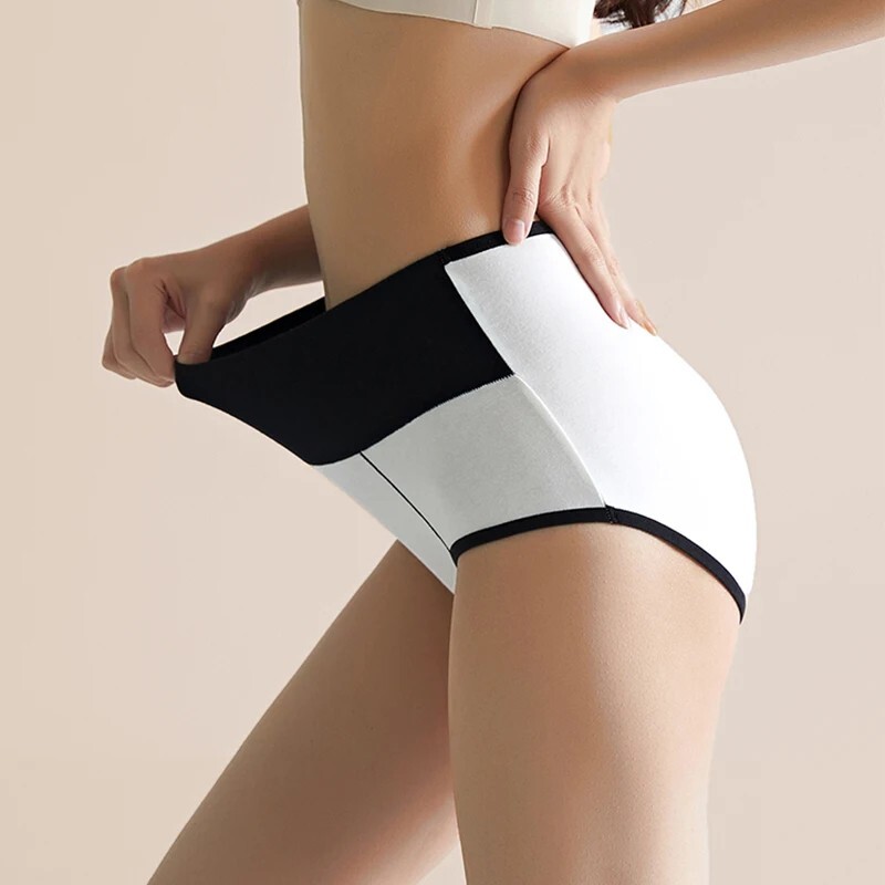 4Pcs Bragas cintura alta y moldeadoras, tallas M-4XL, de algodón y transpirables