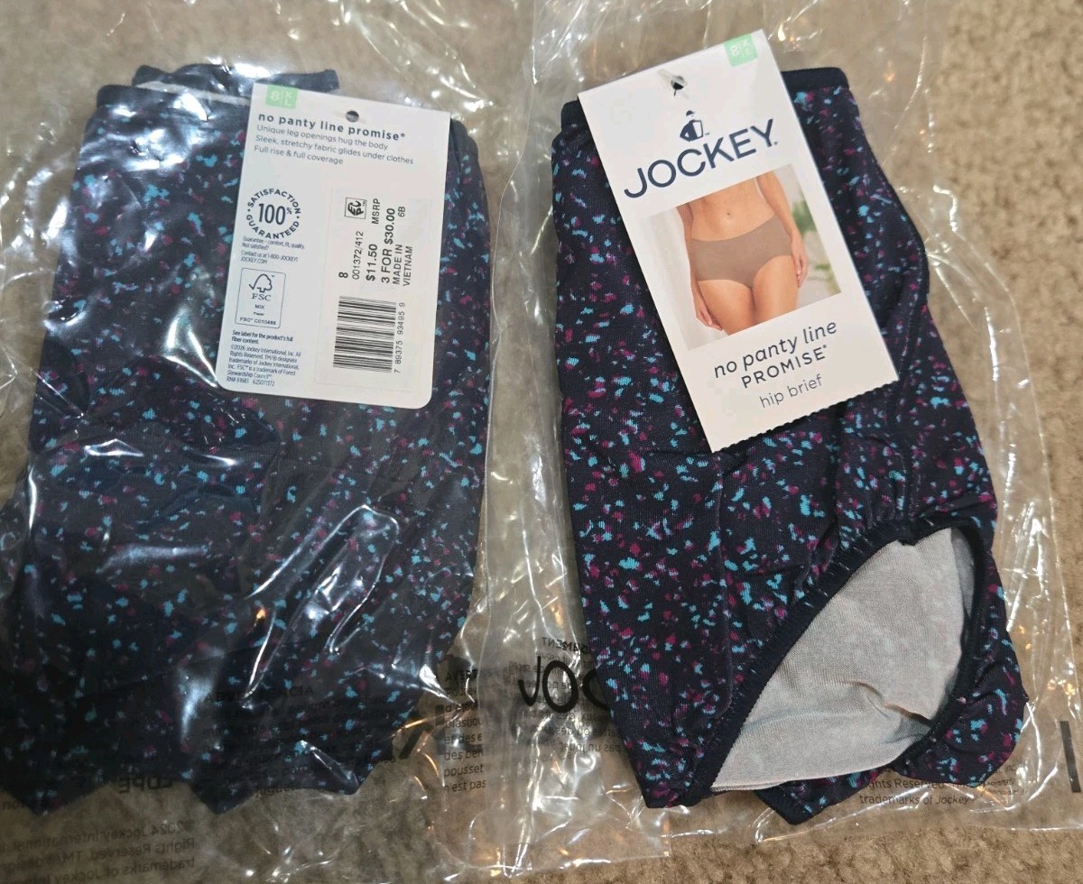 JOCKEY Logo Women’s No Panty Line Promise Tactel Hip Brief 8/XL nwt $11.50