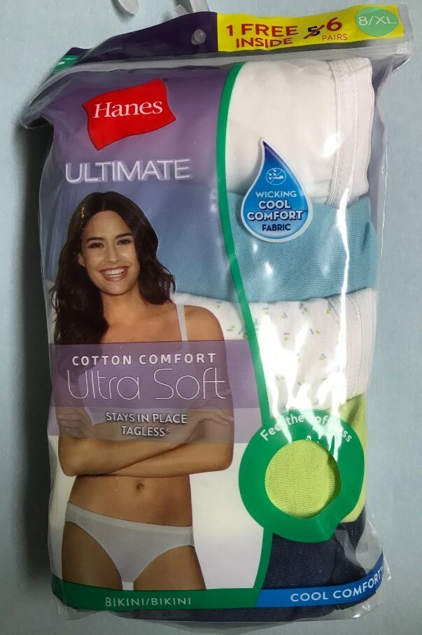 Hanes Ultimate Cotton Comfort Women’s Panties Size 8 XL Bikinis BONUS PK