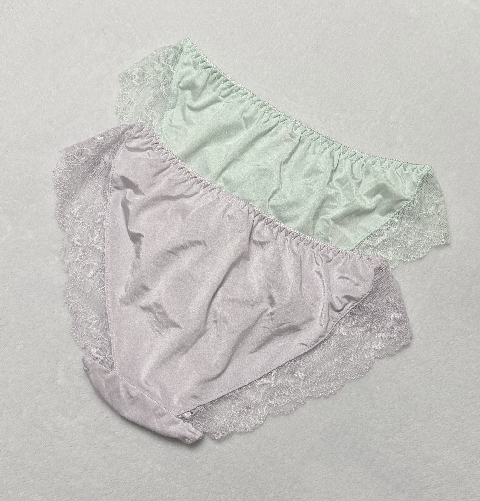 Set Of 2 US-S, M/JP-LL Japanese Floral Embroidery Shiny Smooth Nylon Panties