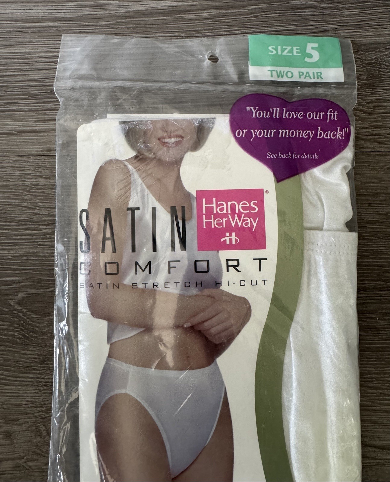 Vtg Hanes Her Way Satin Stretch Hi-Cut Brief Women’s Panties Set Of 2 Size 5 🔥