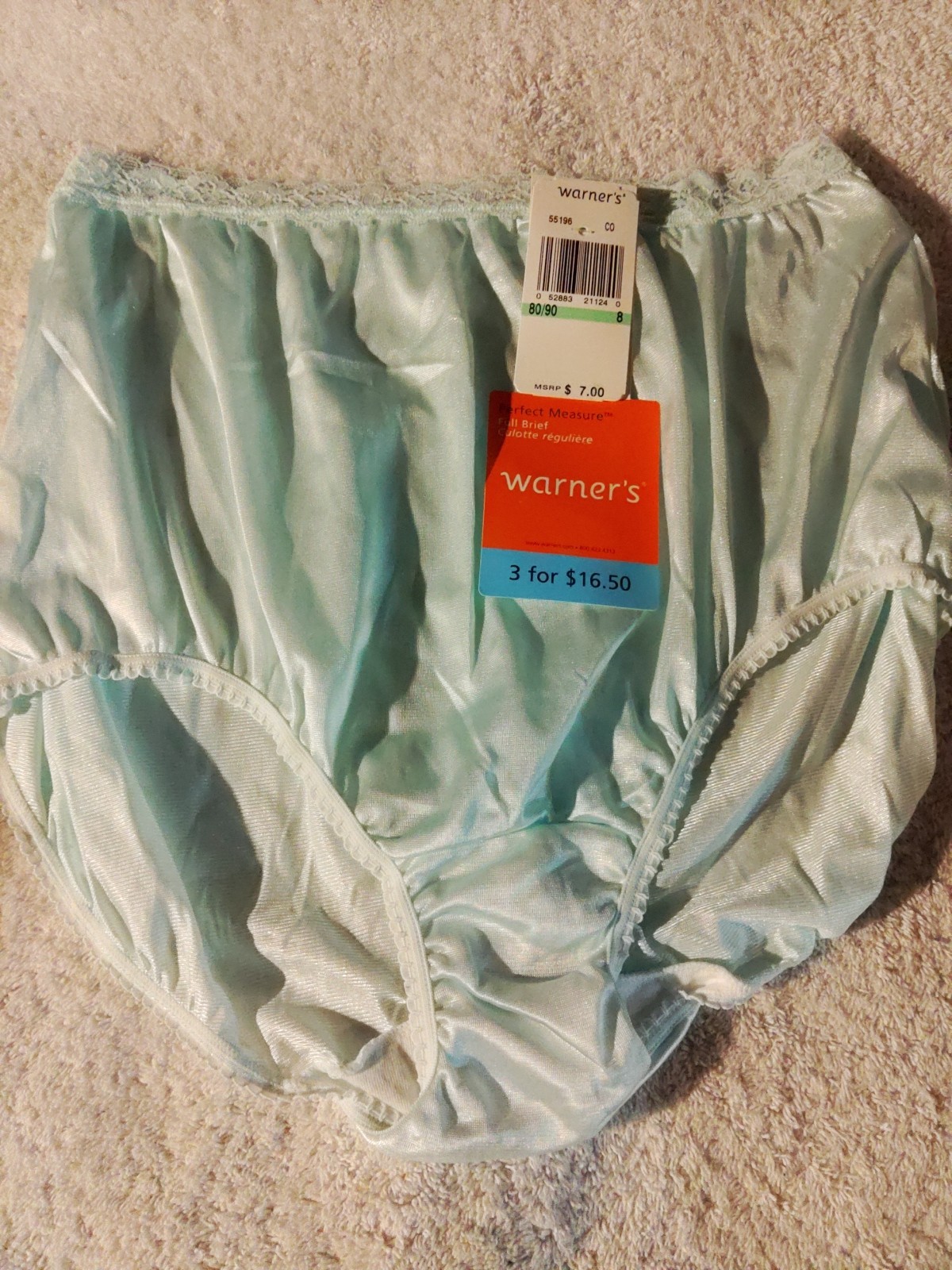 VTG Warner’s Perfect Measures White 100% Nylon W/ Lace Soft Silky Panties Sz 8