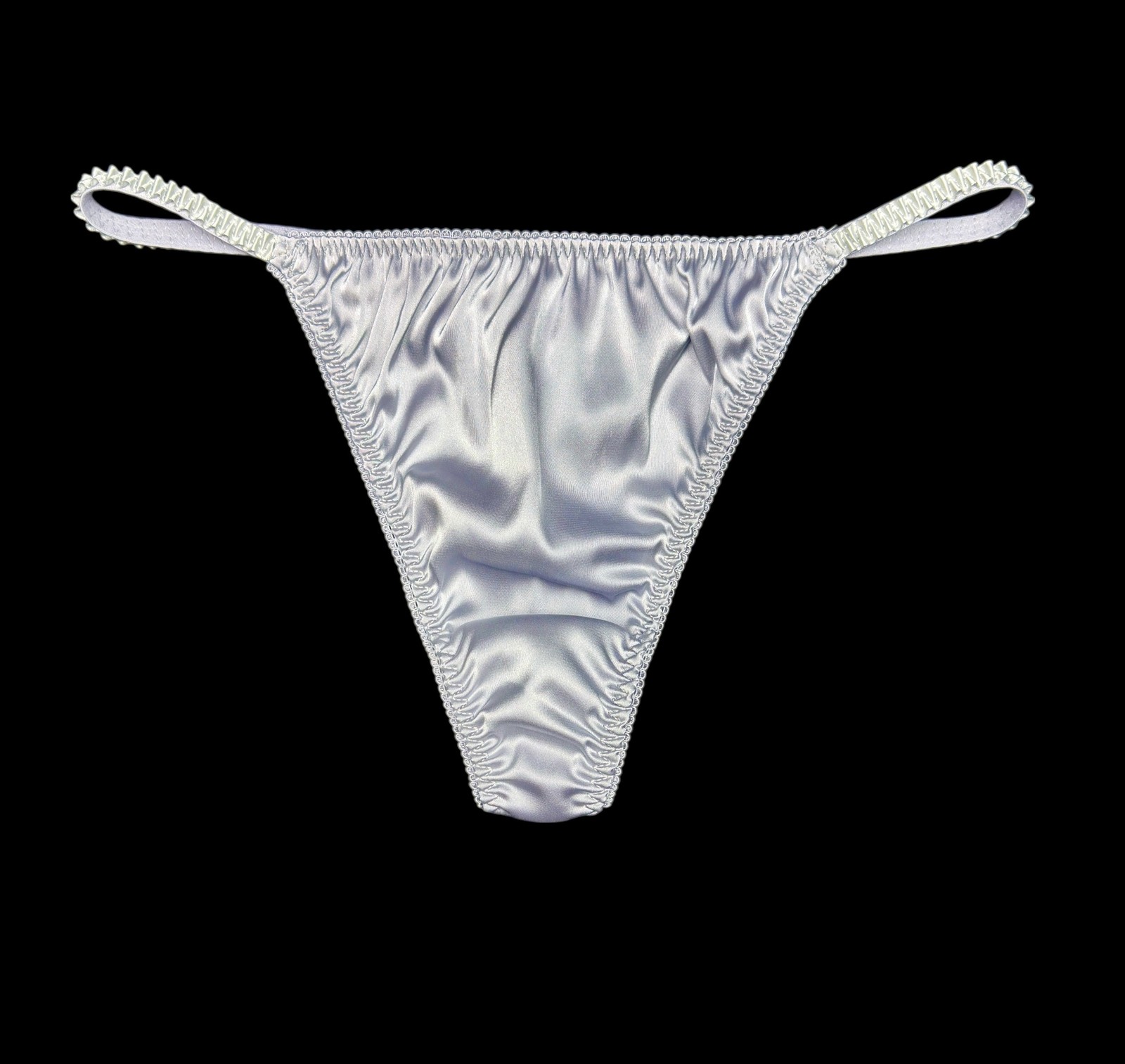 Classic Satin String Thong Silver S