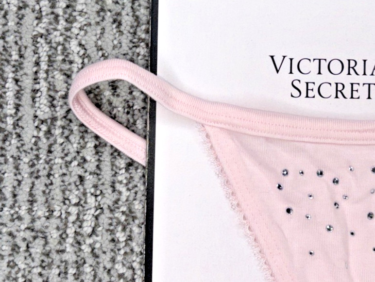 Victoria’s Secret NWT XXL Pink Sparkle Rhinestone Stretch V String Panty Sexy