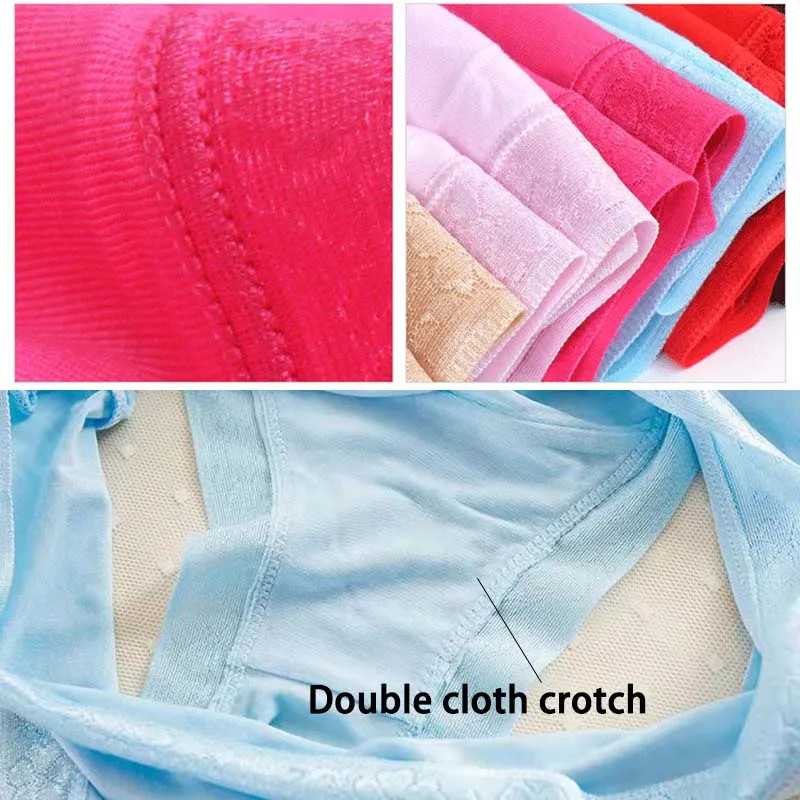 Cotton Lace Panties Low Rise Solid Breathable Soft Women’s Underwear 5 Pcs